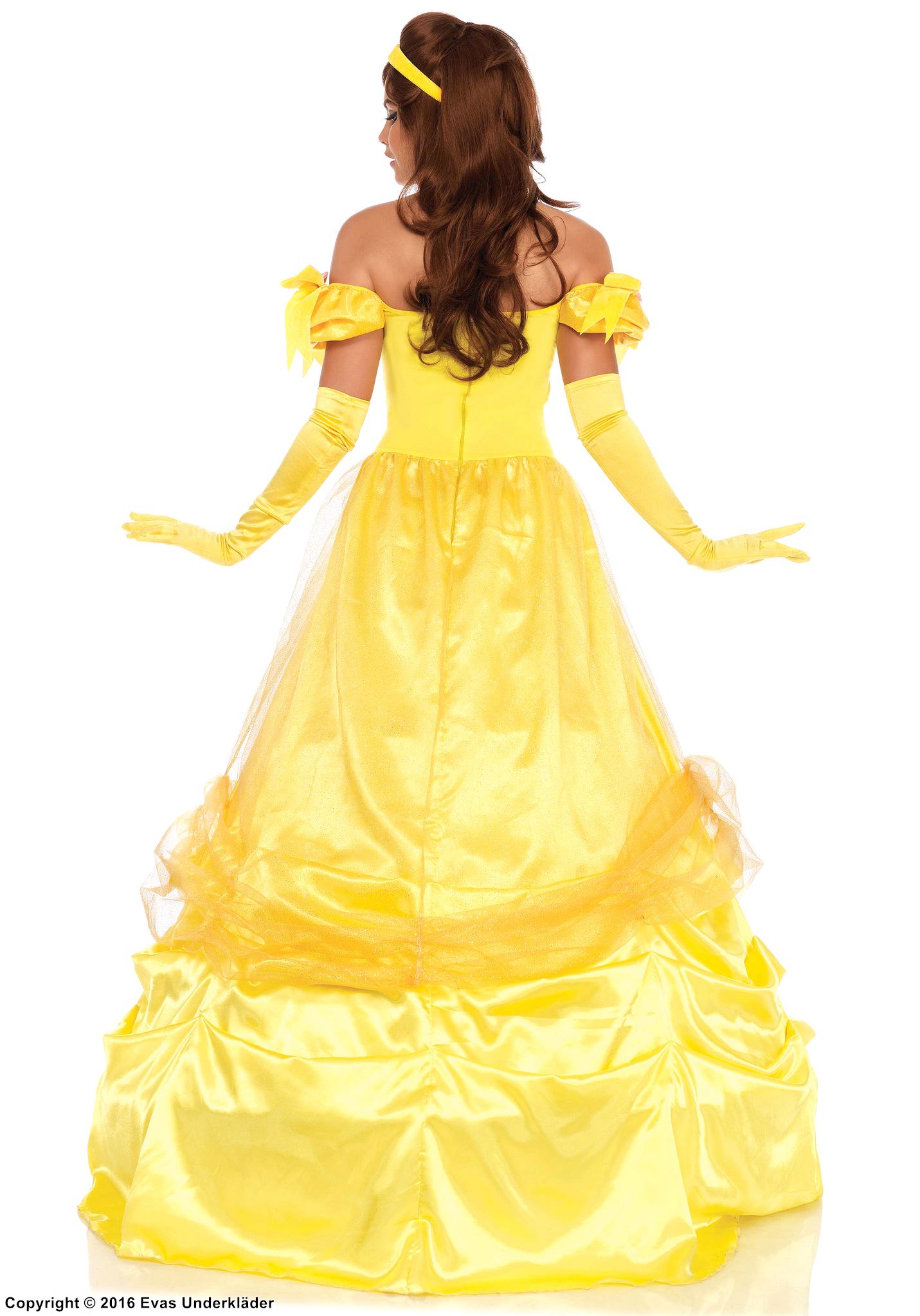 Prinzessin Belle aus "Die Schöne und das Biest", Kostüm-Kleid, großes Schleife, Blumen, Überlagerung in Mesh, off shoulder